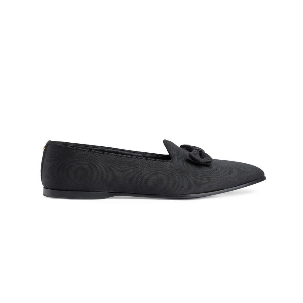 Authentic Men's Gucci Black Silk Grossgrain Bow Pointed Loafers 739937 New $890 - Picture 3 of 12